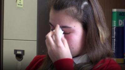 Tegan's school friend crying