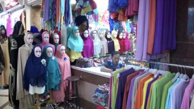 Shop selling colourful scarves