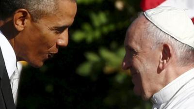 President Obama greeting the Pope