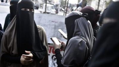 Women wearing the face veil in Denmark