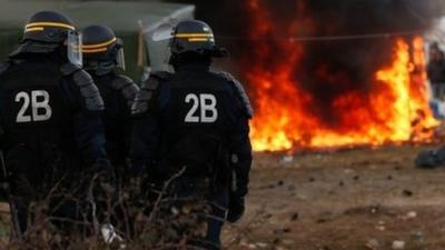 Riot police in Calais