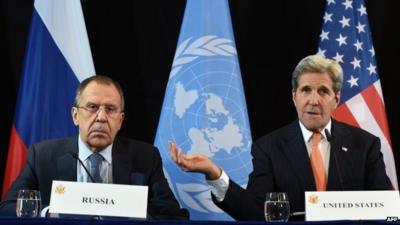 Russian Foreign Minister Sergei Lavrov (left) and US Secretary of State John Kerry