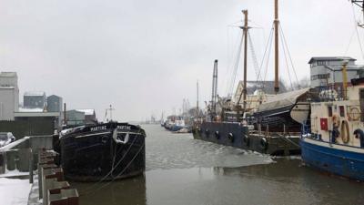 As the extreme cold weather continues, the water close to the Blackwater estuary has frozen.