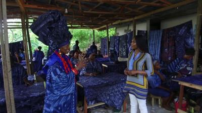 Chief Nike Davies-Okundaye being interviewed by the BBC