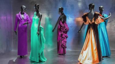Dresses by designer Jacqueline De Ribes on display at the Met