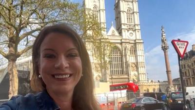 Elizabeth Rizzini outside Westminster Abbey