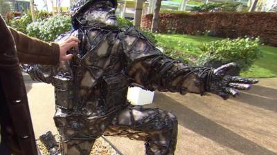 Sculpture in place at Media City