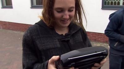 Woman with radio