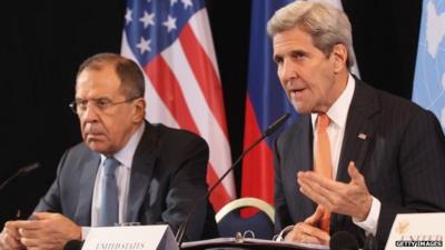 Russian Foreign Minister Sergei Lavrov (left) and US Secretary of State John Kerry