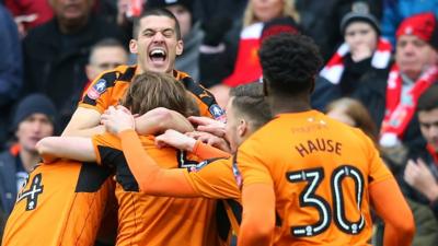 Wolves celebrate Richard Stearman's opener