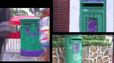 Green post boxes in Hong Kong