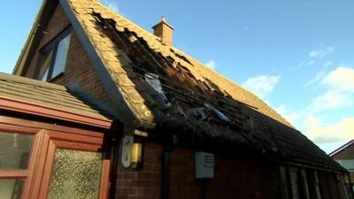 Fire damage to roof