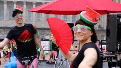 At 7am, in a busy city centre, commuters were treated to the sounds and dance moves of a morning rave.