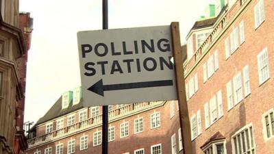 Polling station sign