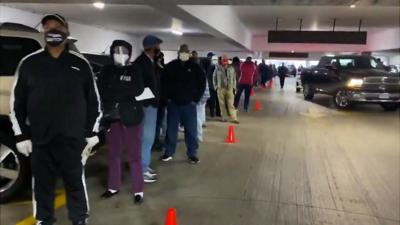 Queue of people waiting to vote