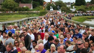 Hundreds gathered in Shoreham to remember those who died in the air crash.