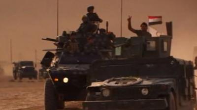 Iraqi security forces on the road to Mosul.