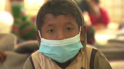 Boy wearing face mask