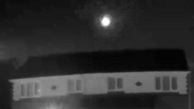 The fireball was filmed when a neighbour's cat accidentally triggered CCTV on a doorbell.