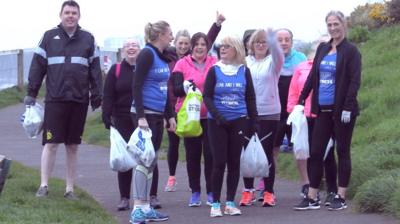 Runners prepare to plog