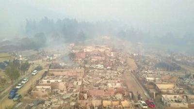 Drone footage of Chile shows wildfire destruction