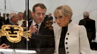 Emmanuel Macron with his wife Brigitte