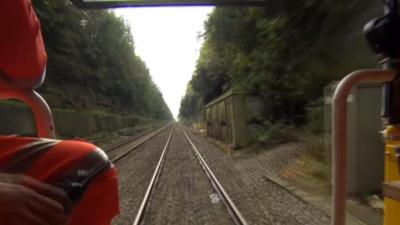 The railway track heading into the Severn Tunnel