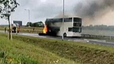 Bus on fire