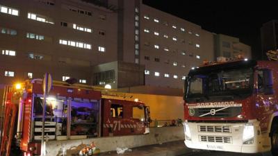 Fire engines at La Candelaria Hospital in Tenerife