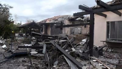 The damaged house in Mishmeret