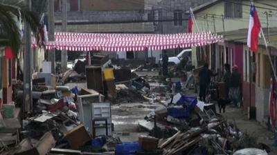 A street filled with debris
