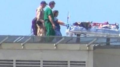 Rescued hiker on stretcher