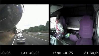 Still from lorry dash cam footage