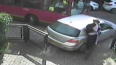 Bus ploughs into a car