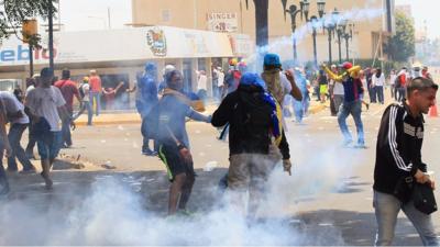 Protesters in Venezuela.