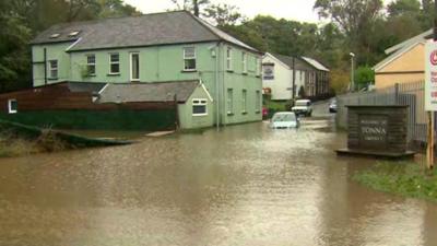 A flooded street