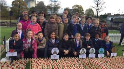 Pupils from St Nicholas School at the field of remembrance