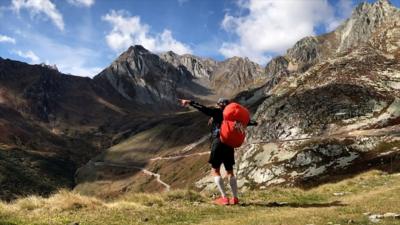 Dan Keeley looks out at the Swiss Alps