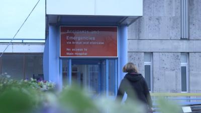 Entrance to Huddersfield Royal Infirmary A+E Department