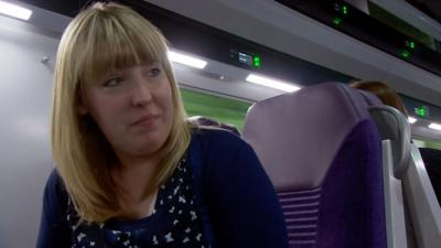 Woman on train