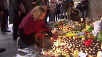 Candles lit for victims in Paris