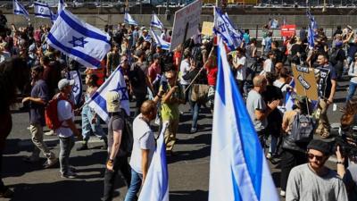 Demonstrators in Tel Aviv