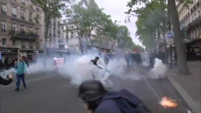 Clashes at Paris demo