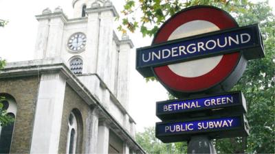 Bethnal Green underground station sign