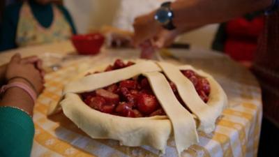 A pie on the table