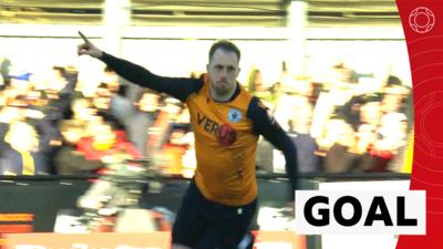 Slough's player-manager Scott Davies scores free-kick against Grimsby in FA Cup