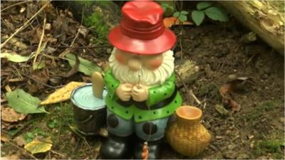 One of the donated gnomes