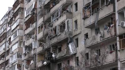 Building damaged after rocket attack