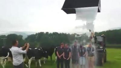 Farmers get drenched with milk