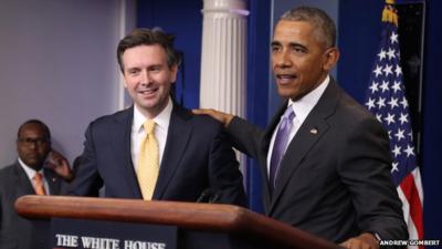 Barack Obama and Josh Earnest